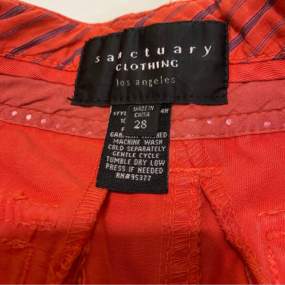 Sanctuary Red Flat Front Shorts Vibrant Cotton Blend - Picture 4 of 7